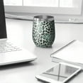 thumbnail image 3 of 12oz Stemless Wine Tumblers Green and Dark Green Giraffe Pattern Vacuum Insulated Stainless Steel Travel Tumbler Cups Mug with Lid and Straw for Champaign,Cocktail,Beer with Cleaning Brush, 3 of 5