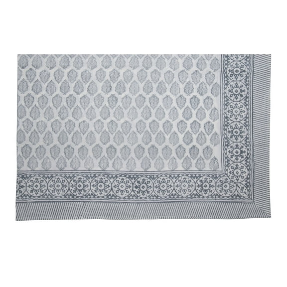 KOUBOO Unique Home Decor Hand Block Print Tablecloth, Gray