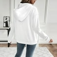 thumbnail image 4 of qucoqpe Women's Drawstring Hoodie with Front Pocket Casual Solid Color Pullover Sweatshirt Cozy Long Sleeve Casual Streetwear Top White S, 4 of 5