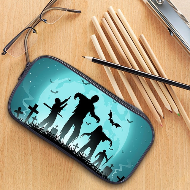 Fournitures Scolaires Trousse à Crayons pour Enfants Imprimée Halloween, Grande Capacité Trousse à Crayons pour Étudiants Fournitures de Rentrée Scolaire