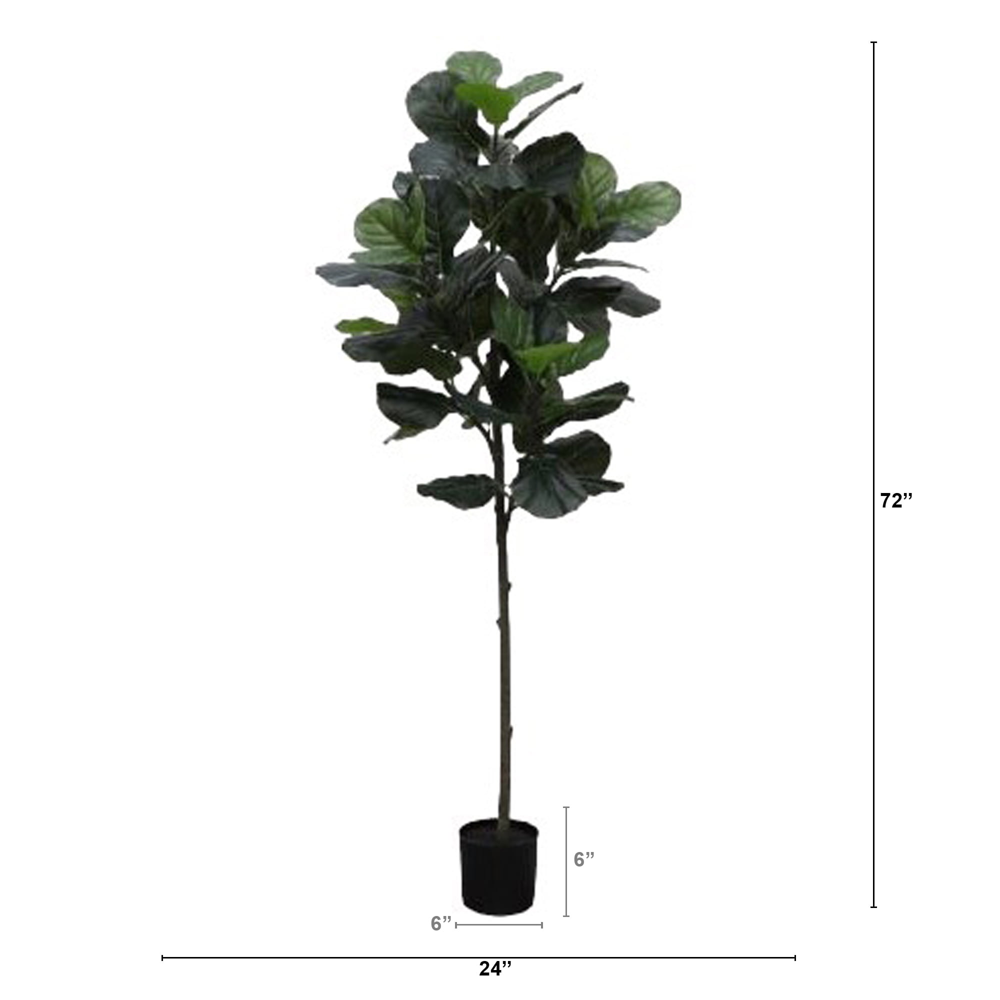 Mainstays 70" Artificial Indoor Fiddle Leaf Fig Tree in Black Pot