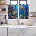 thumbnail image 2 of Blue Sea Turtle Ocean Kitchen Curtains Short 45 Inch Length, Colorful Coral Sea Underwater Grommet Top Bedroom Living Room Curtains, Light Filtering Cafe Curtain Drapes 2 Panels Set 84''x45'', 2 of 9