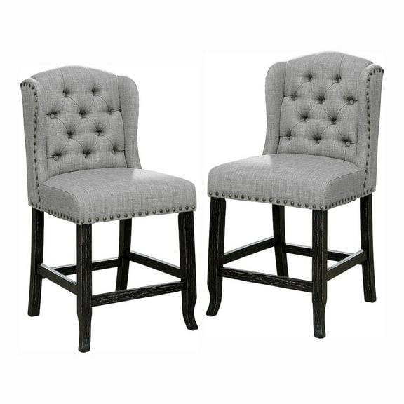 Furniture of America Sinuata Fabric Light Gray Wingback Counter Chair (Set of 2)