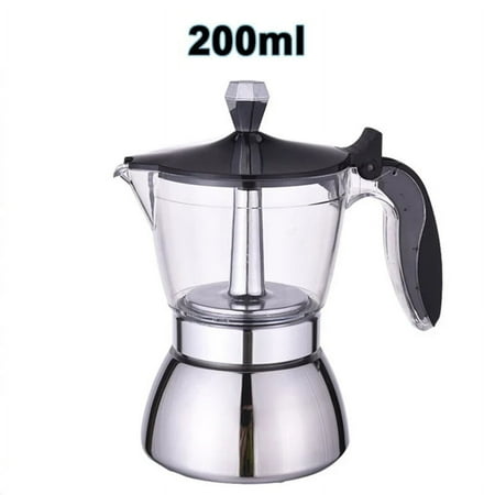 

200ml 300ml Transparent And Visible Mocha Pot Home Brewed Coffee Pot Italian Stainless Steel Mocha Pot Home Brewed Coffee Set-Option 200ml