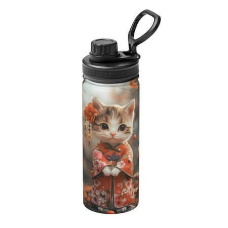 

Salouo Adorable Kitten In Kimono for 18oz Stainless Steel Vacuum Insulated Tumbler Coffee Travel Mug Spill Proof with Lid Thermos Cup for Keep Hot/Ice Coffee Tea and Beer