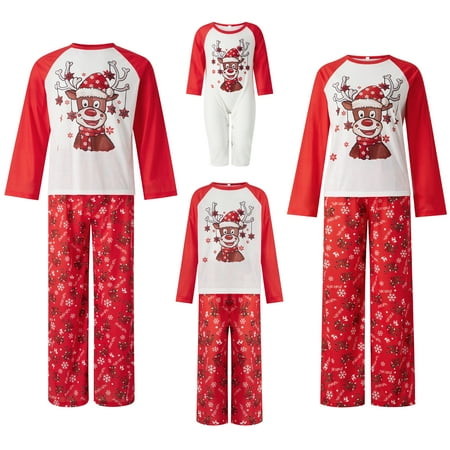 

DuAnyozu Reindeer Christmas Family Pajamas Size Baby-Kids-Adult 2-piece Unisex Nightwear
