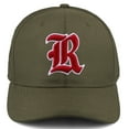 thumbnail image 2 of Daxton Premium Mid Profile Hat Semi Curved Visor Olive Cap White Red Gothic Embroidered, Letter R, 2 of 4