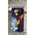 thumbnail image 3 of Ambesonne Space Quilted Bedspread Set 2 Pcs, Rocket Earth Stars UFO, Twin Size, Multicolor, 3 of 3