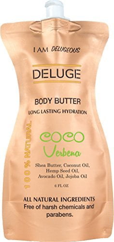 Body Butter- Coco Verbena - 100% Natural. Shea Butter, Coconut Oil, Hemp Seed Oil, Avocado Oil, Jojoba Oil. 6 oz. -Eco-Friendly Packaging