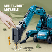 Drill Construction Vehicles Toy for Kids, 1/50 Scale Inertial Transform Engineer Truck Toys for Boys Christmas Birthday Gifts(Blue Green)