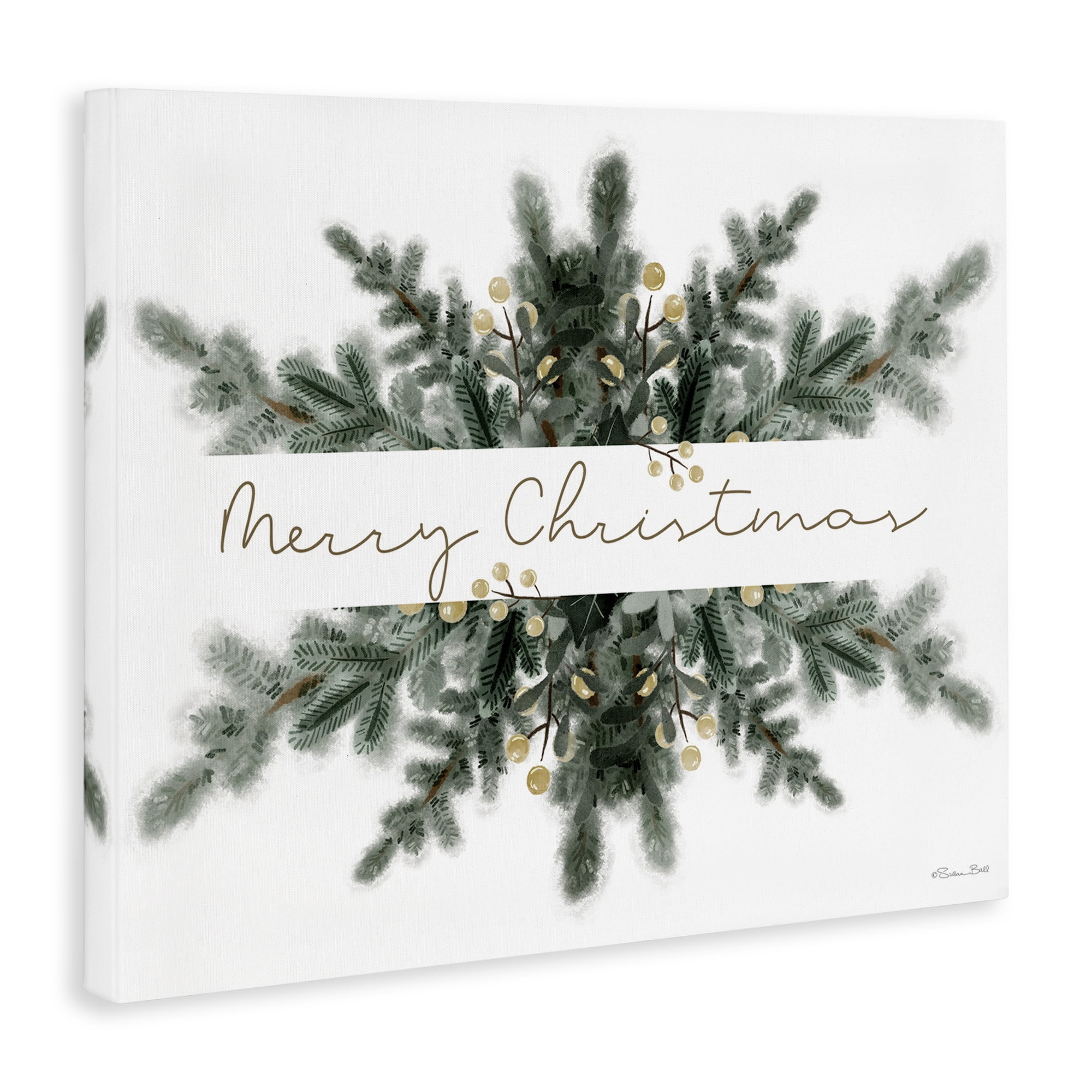 Stupell Industries Festive Fir Phrase Holiday Painting Gallery Wrapped Canvas Art Print Wall Art, 48 x 36