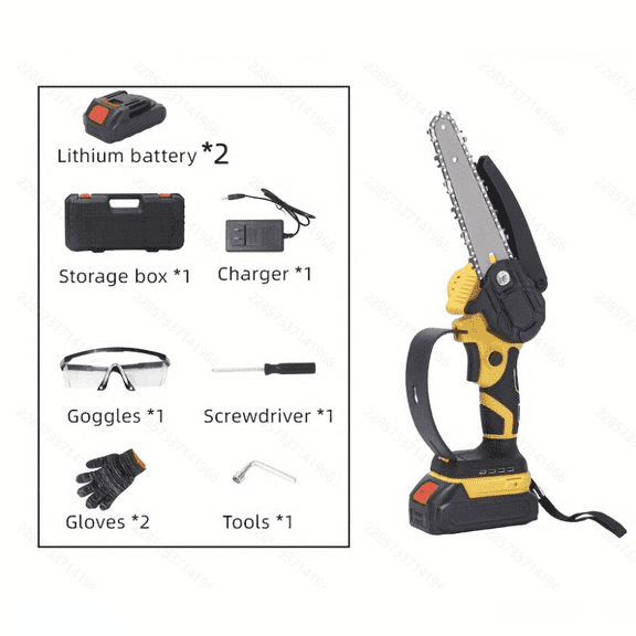 6 Inch Mini Chainsaw Cordless, Brushless Electric Chainsaws with/ 2 Batteries & 2 Chains, Portable Chainsaw for Tree Trimming, Wood Cutting