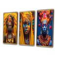 thumbnail image 3 of Designart "Vibrant Festivities Traditional African Portraits II" Boho Woman Framed Wall Art Set Of 3 - Yellow Woman Boho Frame Gallery Set For Office Decor, 3 of 6