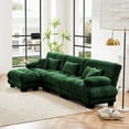 thumbnail image 3 of 133.8" Oversized Couch, 3 Seater Modular Sectional Sofa, Green Large L Shaped Sectional Couches for Living Room, Fluffy Chenille Fabric Cloud Couch with Ottoman, Deep Seat Sofas, 3 of 14