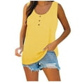 thumbnail image 2 of Ydkzymd Shelf Bra Tank Tops for Women Multipack Yellow Henley Fall Button Up T Shirts Sleeveless Cozy Solid Color Blouses Flowy Plus Size Cute Tunics Yellow S, 2 of 7