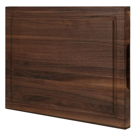 Black Walnut Butcher Block Cutting Board with Invisible Inner Handles, USA Grown Hardwood, 1" Thick, 16" L x 12" W