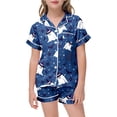 thumbnail image 5 of Weebloom Halloween Pajama Sets For Toddler Girl Silk Satin Cute Graphic Short Sleeve Button Up Tops And Shorts Summer Fall 2 Piece Set Pjs Jammies, 5 of 5