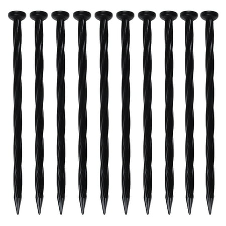 Expert Gardener No-Dig Nylon Anchor Spike 10-Ct. Pack, Plastic, Black