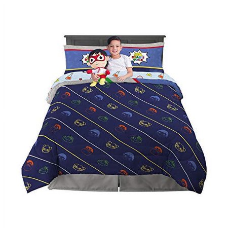 Franco Kids Bedding Super Soft Comforter with Sheets and Cuddle Pillow Bedroom Set, 6 Piece Full Size, Ryan's World