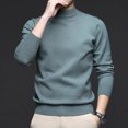 thumbnail image 4 of Otoño 2024 Nuevo suéter elástico ajustado de color sólido de cuello medio alto para hombres Camisa de fondo para jóvenes y de mediana edad, 4 of 5