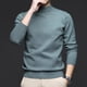 thumbnail image 4 of Otoño 2024 Nuevo suéter elástico ajustado de color sólido de cuello medio alto para hombres Camisa de fondo para jóvenes y de mediana edad, 4 of 5