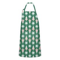 Green Christmas Tree and Snowflake Apron-Garden Aprons for Women with Pockets-Cotton Linen Waterproof Kitchen Cooking Gardening Aprons Adjustable for Kitchen,Cooking,BBQ and Salon 32"x27"