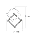 thumbnail image 2 of Women's Stainless Steel High polished Stylish Square CZ Clear Round Stone Earrings, 2 of 3