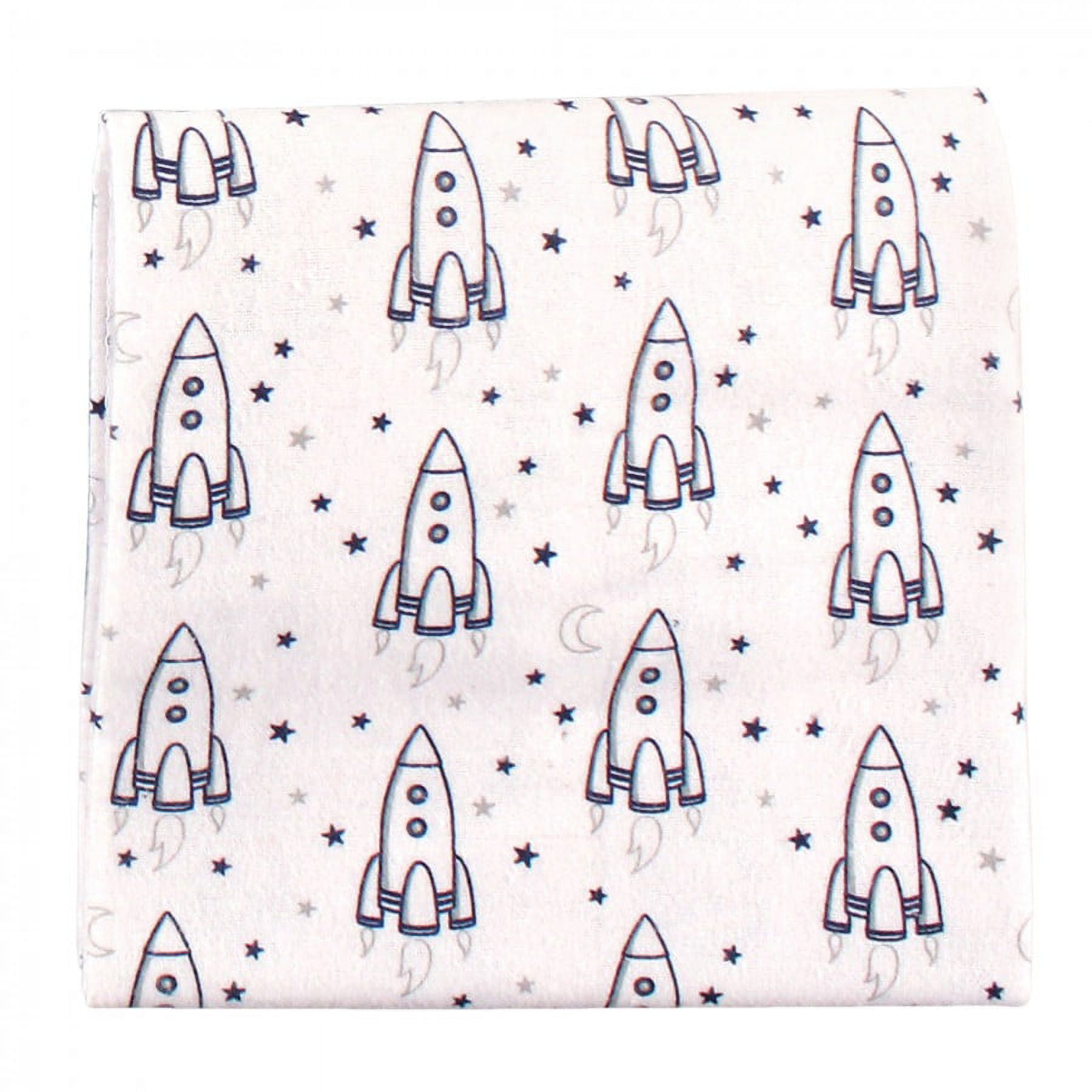 Hudson Baby Unisex Baby Cotton Poly Flannel Receiving Blankets Bundle, Rocket Ship, One Size