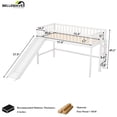 thumbnail image 5 of Bellemave Twin Size Low Loft Bed with Slide and Ladder Space-Saving Twin Wooden Loft Bed for Kids, Boys, Girls Juniors Loft Bed Frame with Guardrail Fences and Wooden Slats, White, 5 of 11