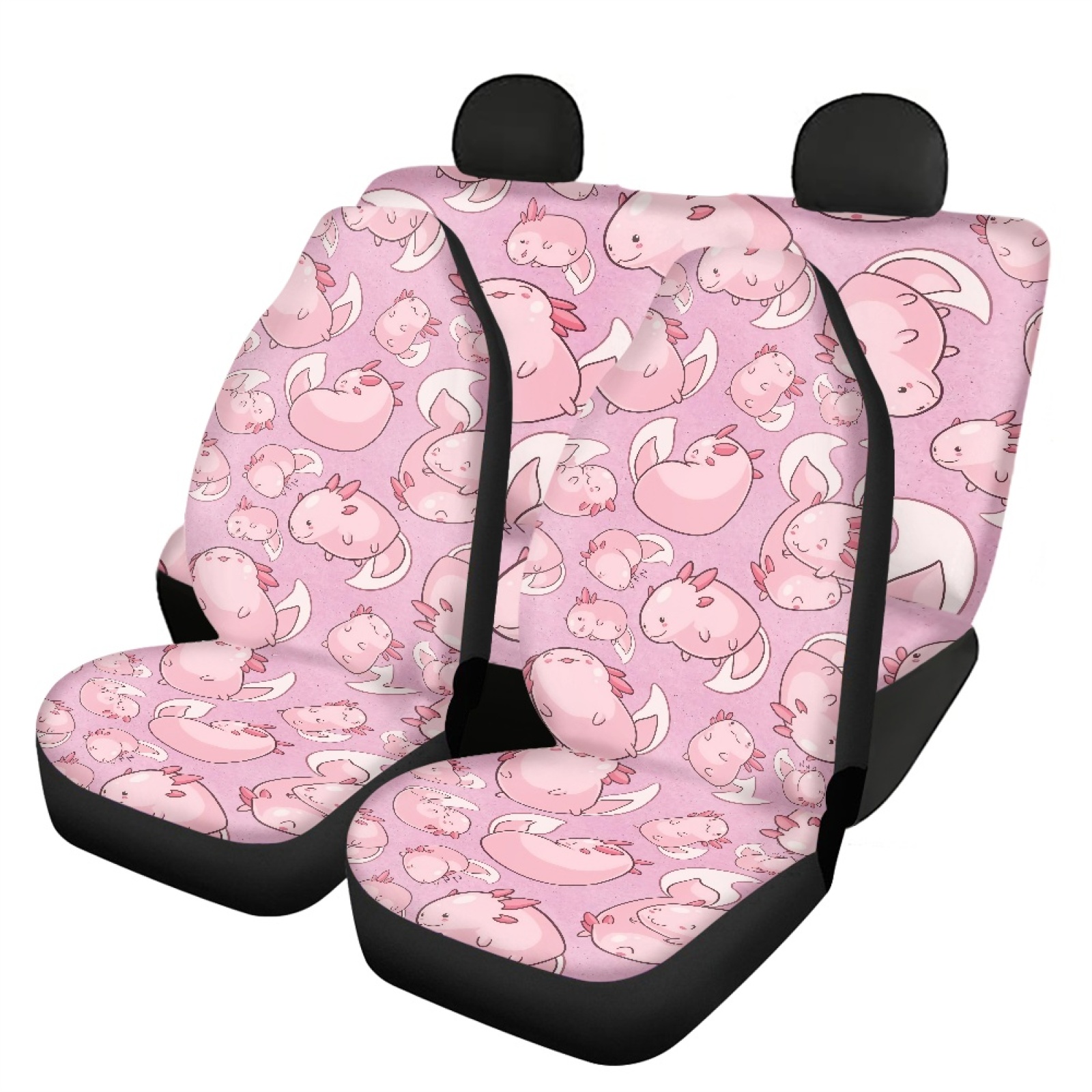 Xoenoiee Cute Axolotl Design Car Seat Covers Full Set, Front and Rear Split Bench Seat Covers