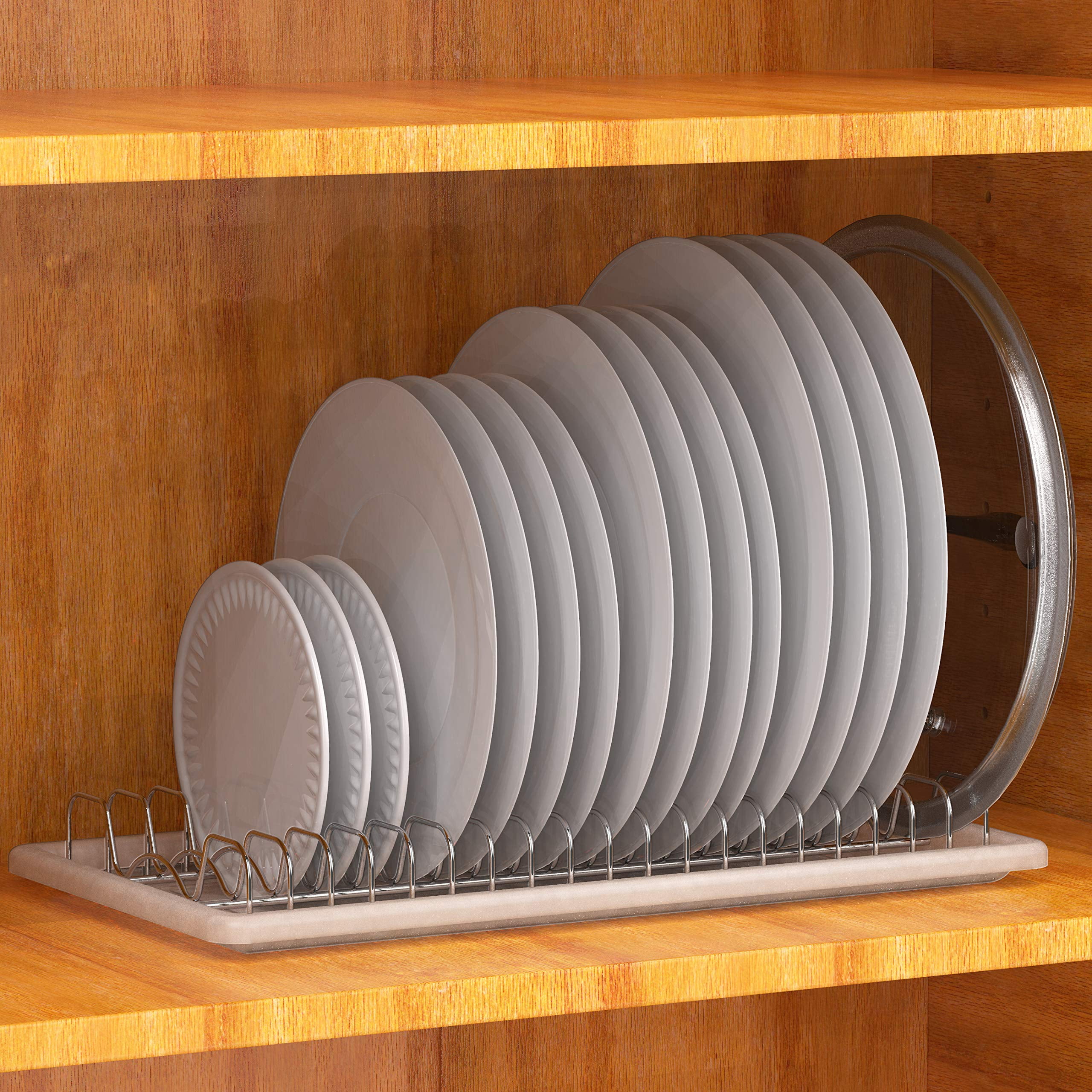 Simple Houseware Plate Drying Rack with Drainboard, Chrome
