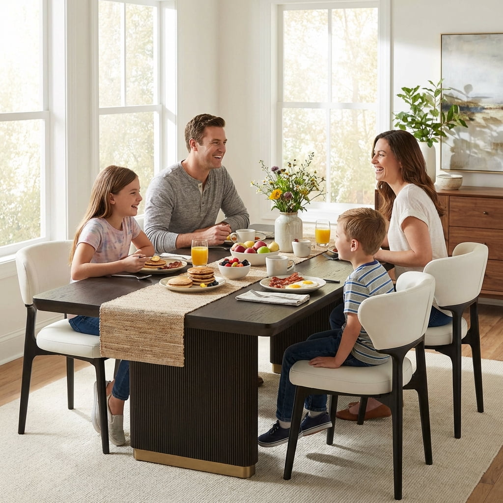 Noble House Solid Wood Dining Chairs Set of 4 Black Modern Upholstered Dining Room Chair