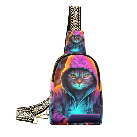 Cat Hoodie Notebook Crossbody Bags Backpack Chest Bag Shoulder Bag Waist Bag for Outdoor Travel Hiking Fitness Cycling