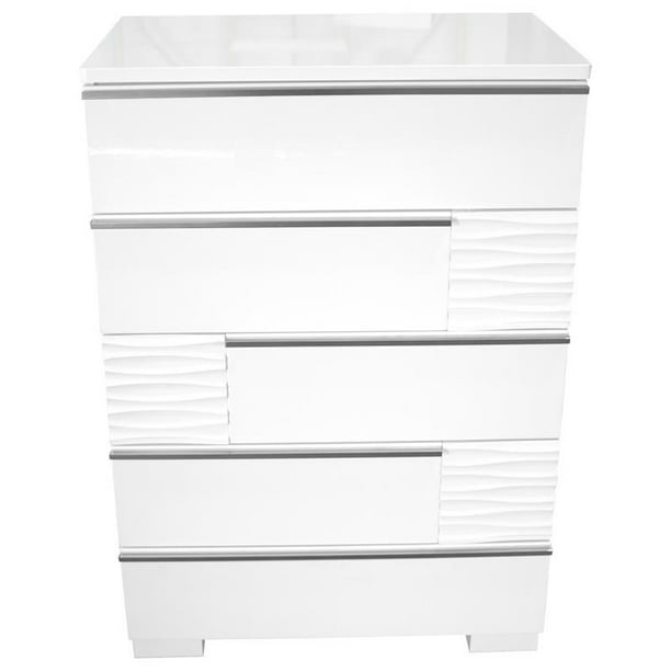 Best Master Athens 5 Drawer Poplar Wood Bedroom Chest In White Lacquer Walmart Com Walmart Com