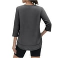 thumbnail image 4 of Lixiuxyad Women Basic Tee Athletic Sun Casual Crewneck 3/4 Sleeve Solid Color Tee Shirt Top For Outdoor Sports,Gray, 4 of 6