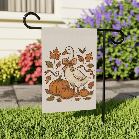 Fall Duck Outdoor Flag, Autumn Pumpkins Garden Flag, Cute Animal Yard Decor, Thanksgiving Harvest, Fall Decor, Halloween Flag for Home, Gift for Homeowner