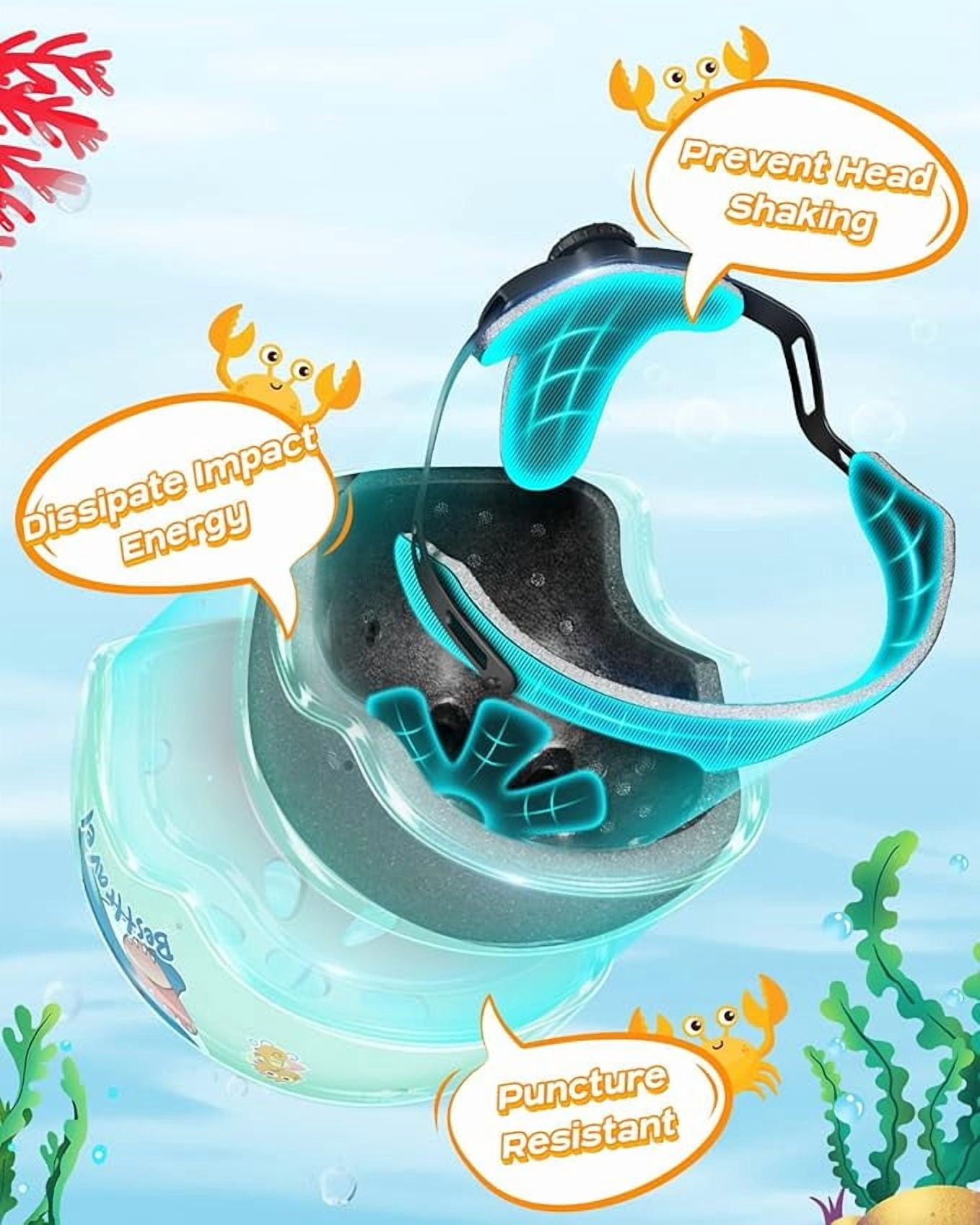 Kids Helmet, Toddler Helmet Adjustable Toddler Bike Helmet Ages 3-8 Years Old Boys Girls Multi-Sports Safety，cyan shark