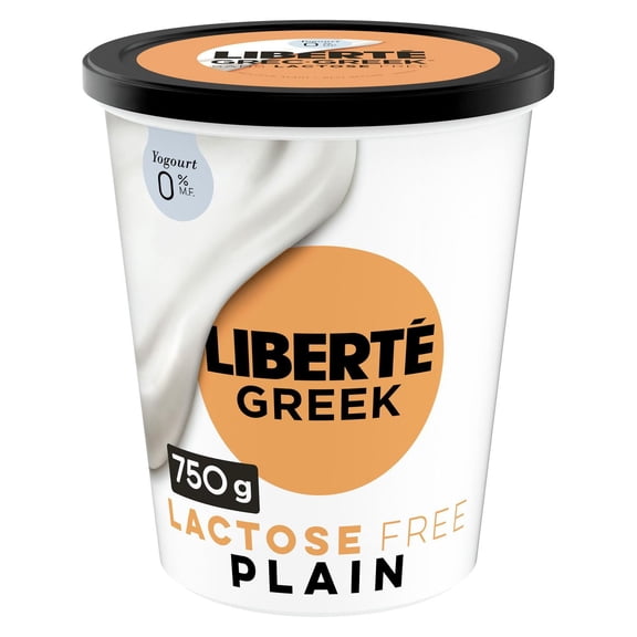 Liberté Grec Yogourt 0 % Sans lactose, Nature, Teneur élevée en protéines, 750 g