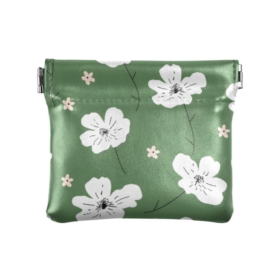 JIALIOU Leather Coin Purse Pouch No Zipper Small Beautiful Abstract Flowers Makeup Bag for Women Men Cosmetics Jewelry 4.3x3.7 inch