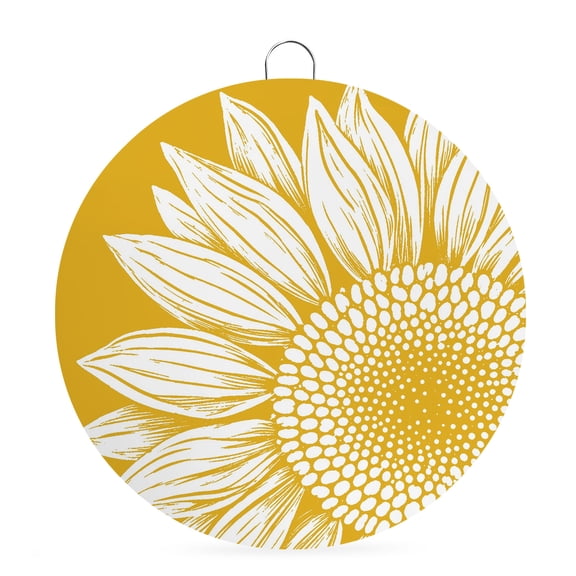 Welcome Sign Front Door Decorations, Mustard Yellow Sunflowers Round Wall Art Outdoor Metal Wreaths, Rustic Vintage Flowers Blossom Seasonal Hanging Sign for Home Porch Decor Warming Gift 6 In