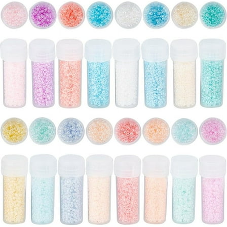 DIY 80G 12/0 Seed Beads Opaque Cream Color Glass Seed Beads 2mm Round Glass Seed Bead Bulk Seed Beads Glass Mini Spacer Loose Beads for Jewelry Making DIY Earrings Bracelet Necklace DIY