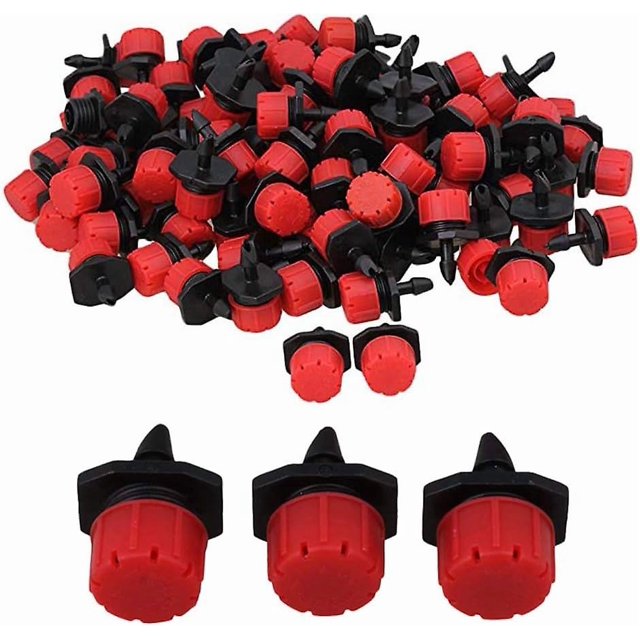100pcs Dripper Irrigation Adjustable Drip Automatic Watering System Hose Drip Micro Sprinklers Emitter Drippers for Plant Greenhouse DIY Garden
