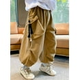 thumbnail image 3 of Luogg Boys Kids Personality Casual Cargo Pants Solid Color Loose Sweatpants Trousers For Sports Activewear Boys Sweatpants 4-5 Years, 3 of 5