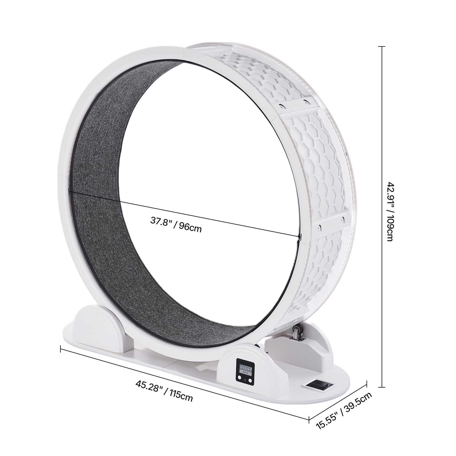 KFFKFF 40.8" Cat Exercise Wheel, Silent Cat Treadmill for Felines Below 30lbs, Feline Jogging Wheel equipped with Brake & Carpeted Pathway (White)