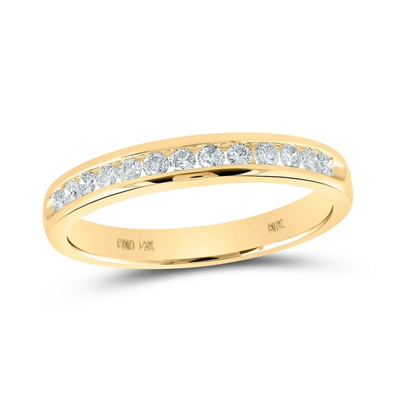 14K Yellow Gold Womens Round Dia. Wedding Single Row Band 0.25 ctw, Women's Sz: 5-10