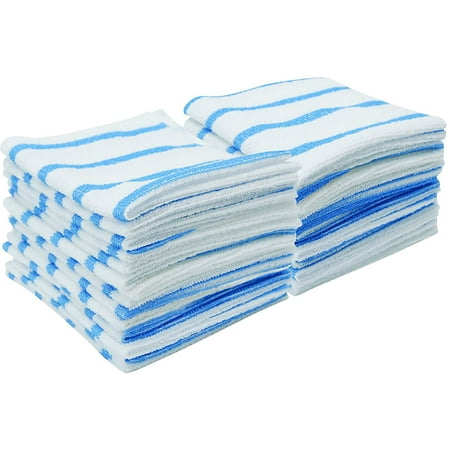 Viking Car Care 449701 White/Blue Stripe Bulk Edgeless Microfiber Cleaning Cloths, 50 Pack - 12