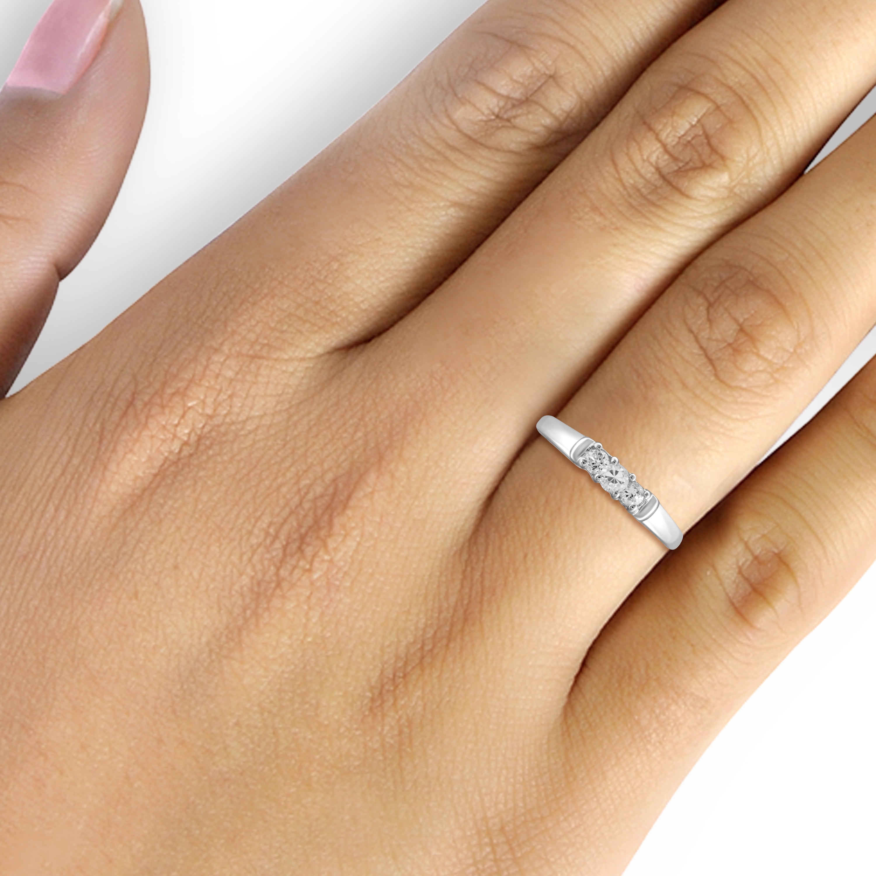 Diamonice 3/4 Carat T.W. White Cubic Zirconia (AAA) Sterling Silver 3-Stone Ring