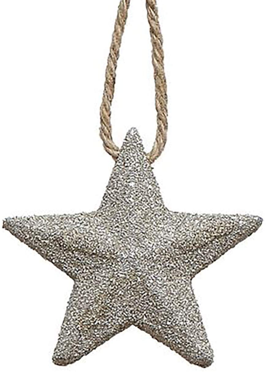 Creative Coop Star Gold Tone Glitter 4 inch MDF Wood