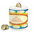 thumbnail image 1 of Yoga Piggy Bank, Yogi in the Lotus Posture and Exercises in Several Positions Surya Namaskar Vitality, Ceramic Coin Bank Money Box for Cash Saving, 3.6" X 3.2", Multicolor, by Ambesonne, 1 of 4