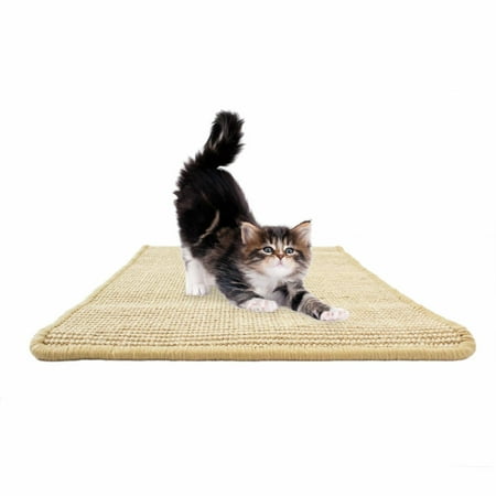 UPC: 0840042300023 | Downtown Pet Supply – Cat Scratcher – Sisal Rope Cat Scratching Pad with Non-Slip Mat – Cat Supplies for Indoor Cats – Sisal Cat Scratcher – Oatmeal – Standard – 24 x 16 in